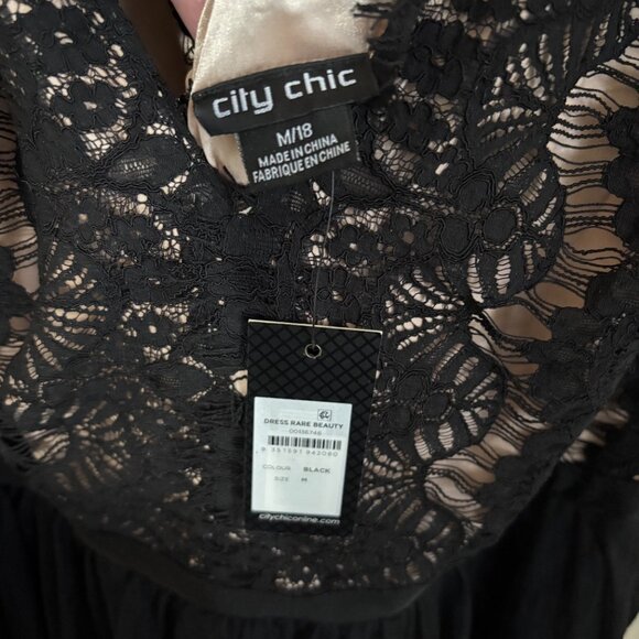 NWT City Chic Black/Nude Lace and Tulle Party Dress - Picture 3 of 5